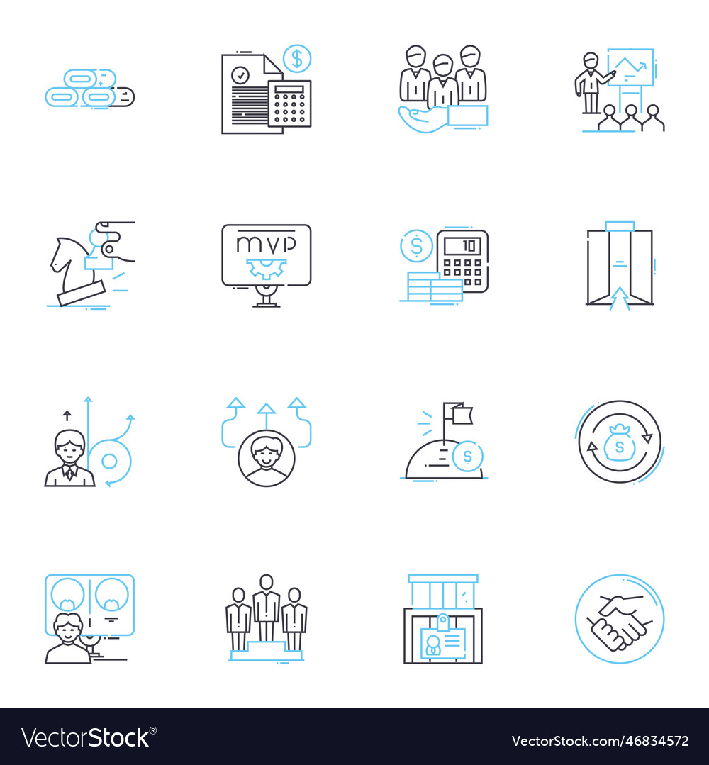 Business Merger Linear Icons Set Consolidation Vector Image