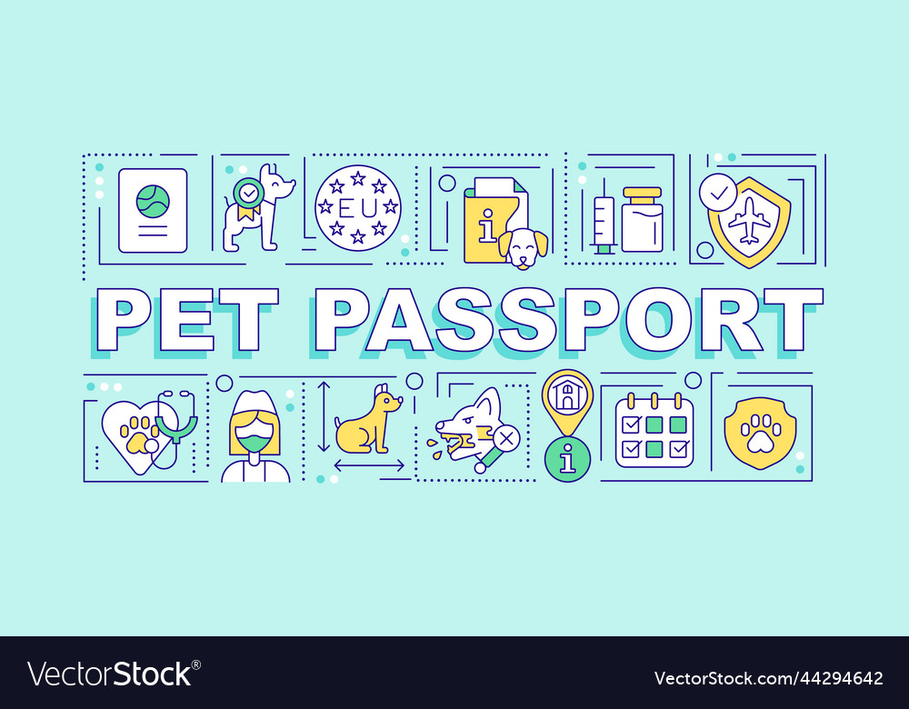 Pet Passport Word Concepts Turquoise Banner Vector Image