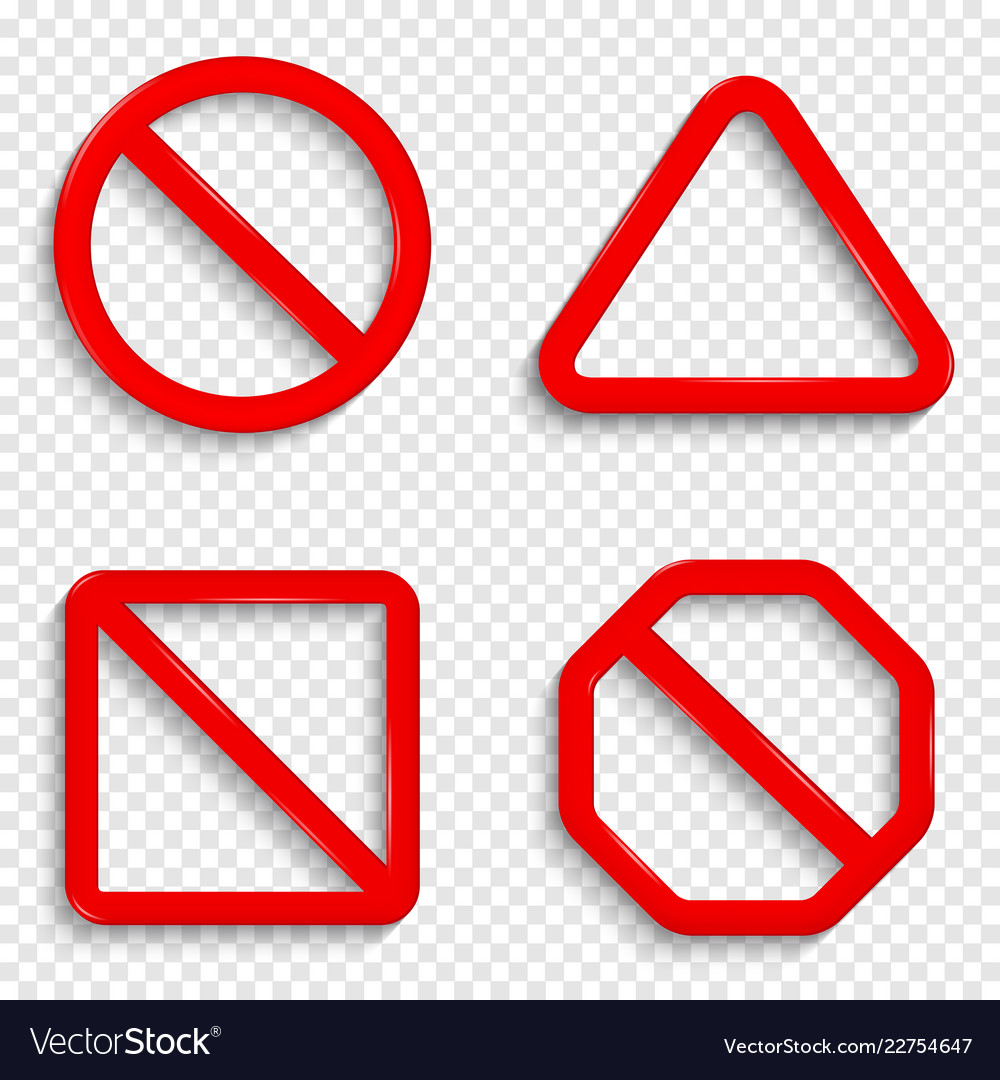 No Signs Forbidden Red Signs Isolated On Vector Image