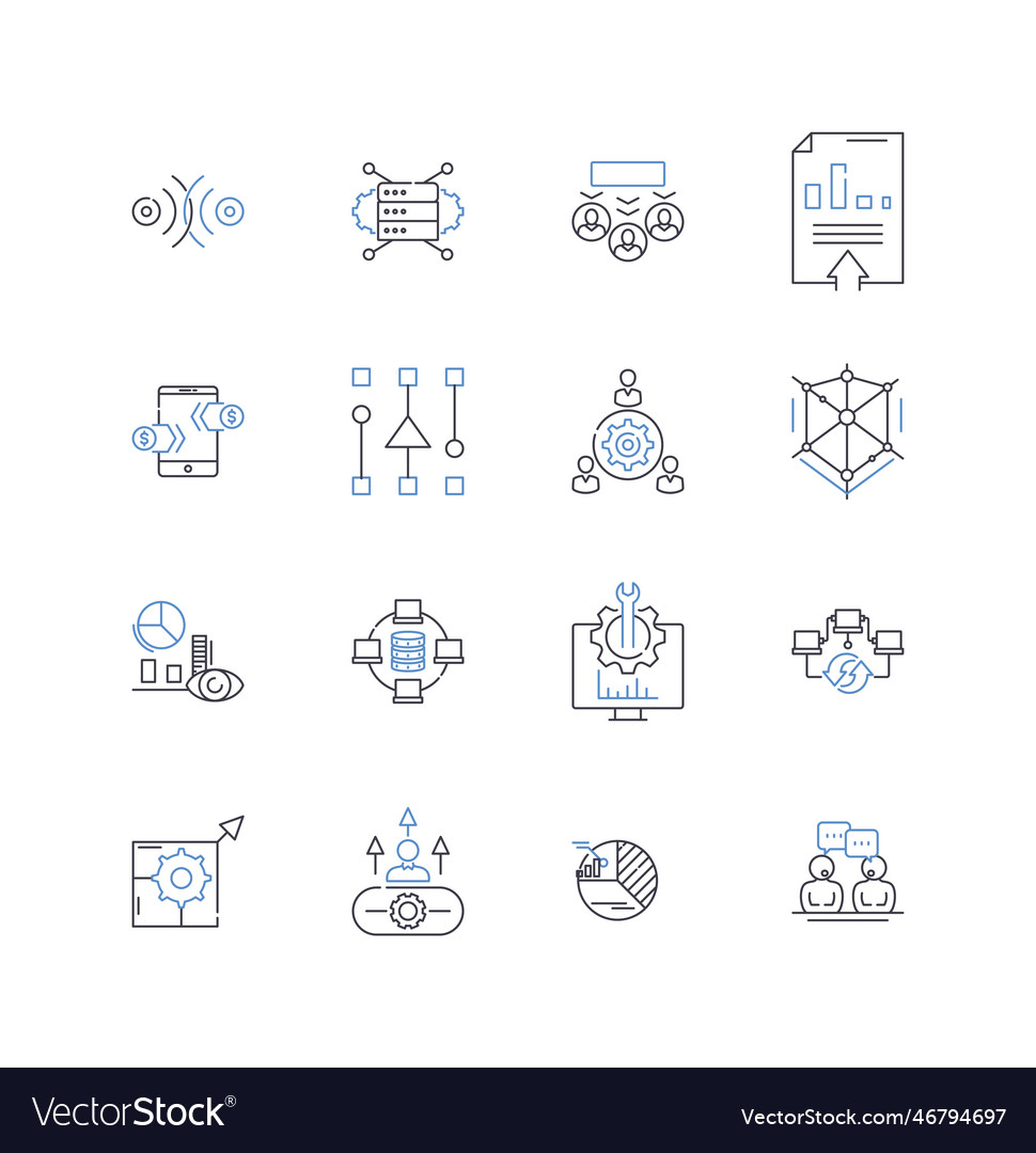 Coordination Line Icons Collection Collaboration Vector Image