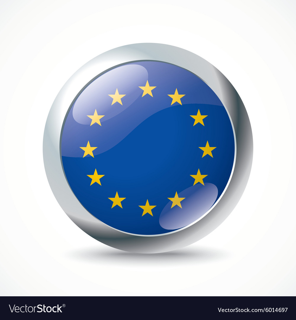 European Union Flag Button Royalty Free Vector Image