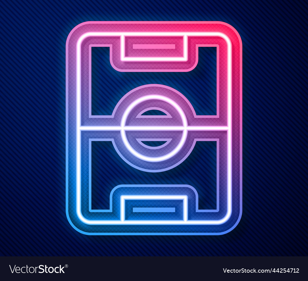 Glowing Neon Line Football Or Soccer Field Icon Vector Image