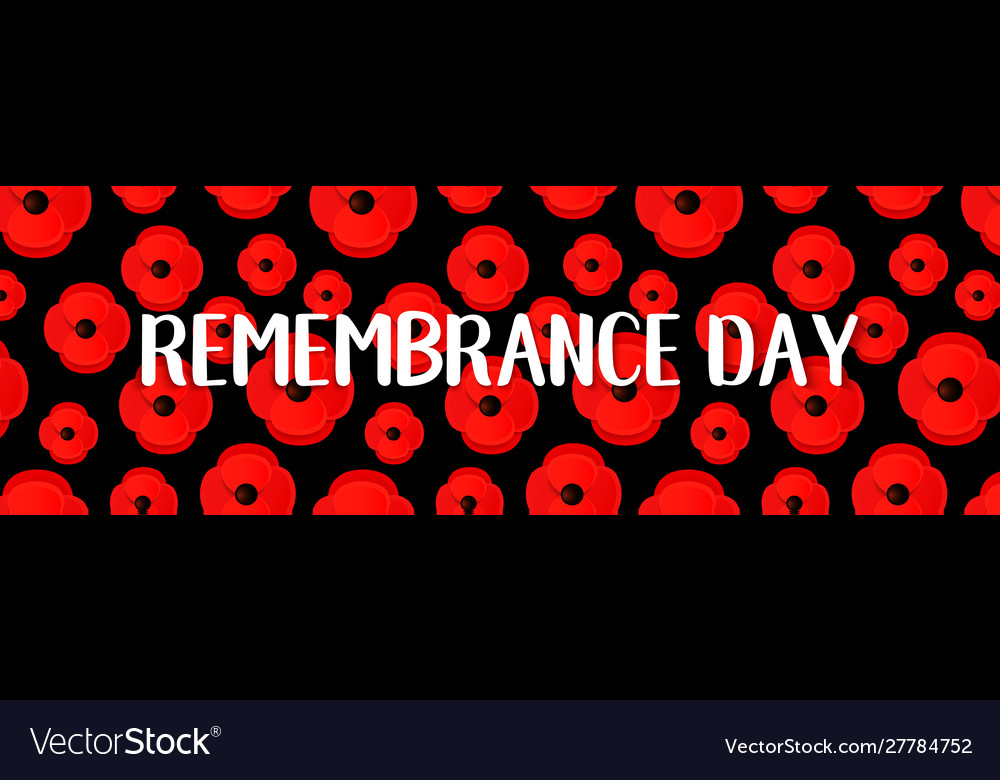 Remembrance Anzac Day Web Header Poppies Flowers Vector Image