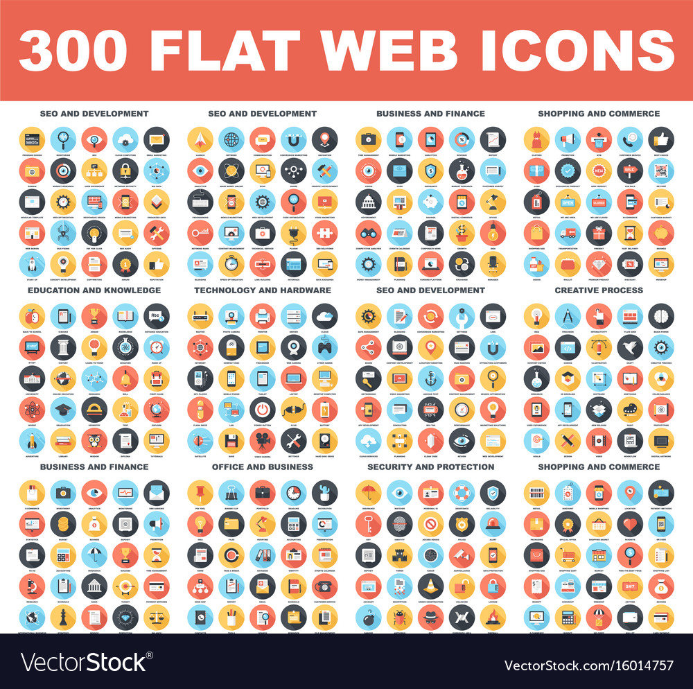 Flat Web Icons Royalty Free Vector Image VectorStock