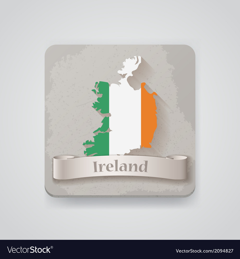 Icon Of Ireland Map With Flag Royalty Free Vector Image