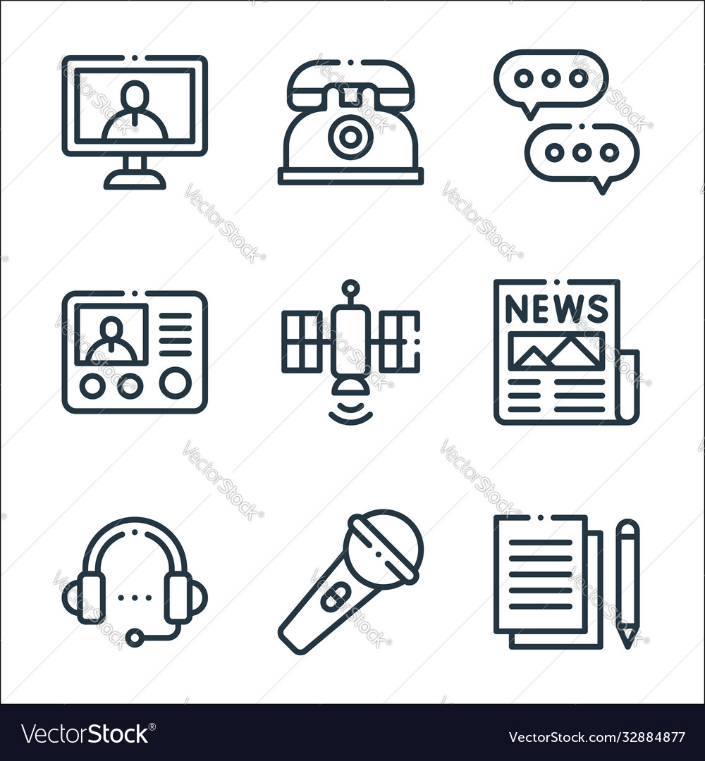 Communication Line Icons Linear Set Quality Line Vector Image