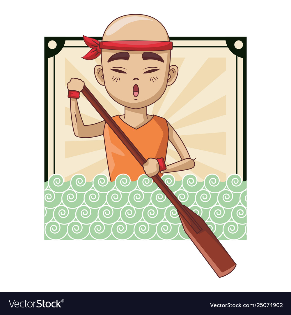 Asian Man With Rowing Royalty Free Vector Image