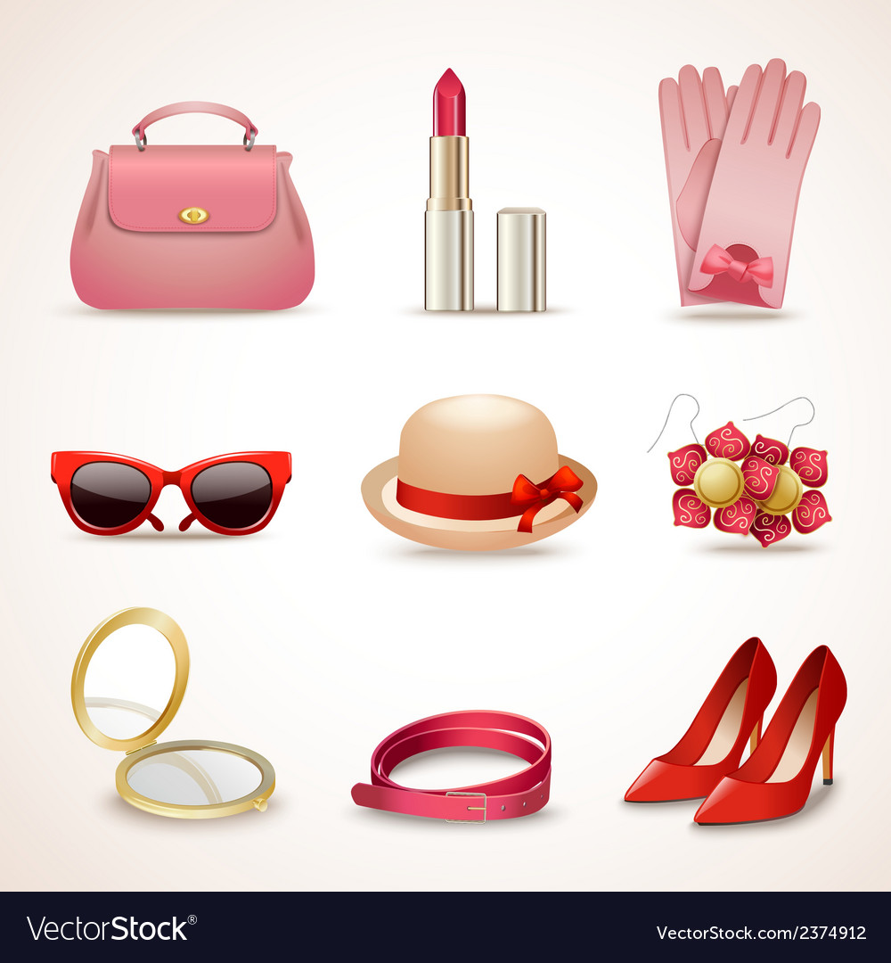 Woman Accessories Icon Set Royalty Free Vector Image