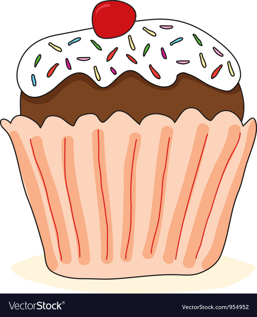 Cupcake With Cherry Royalty Free Vector Image Vectorstock