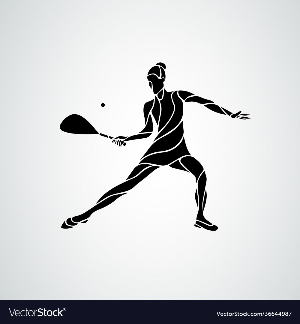 Squash Player Female Creative Abstract Silhouette Vector Image