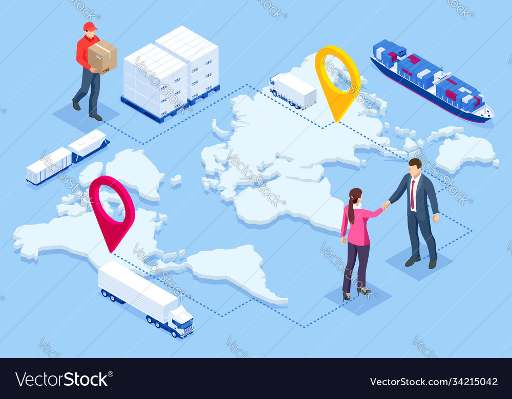 Global Logistics Network Flat D Isometric Vector Image