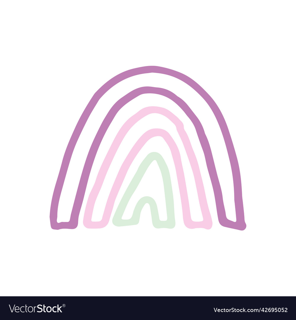 Hand Drawn Cute Rainbow Royalty Free Vector Image