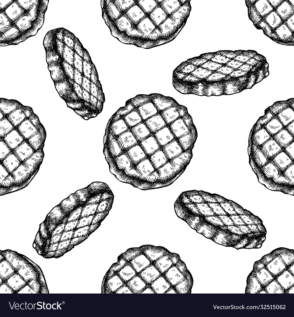 Seamless Pattern With Black And White Grilled Vector Image