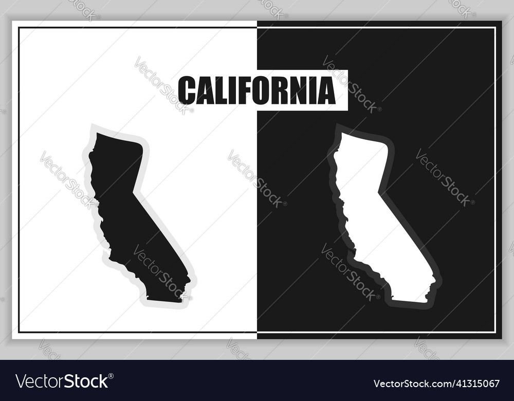 Flat Style Map Of State California Usa Royalty Free Vector