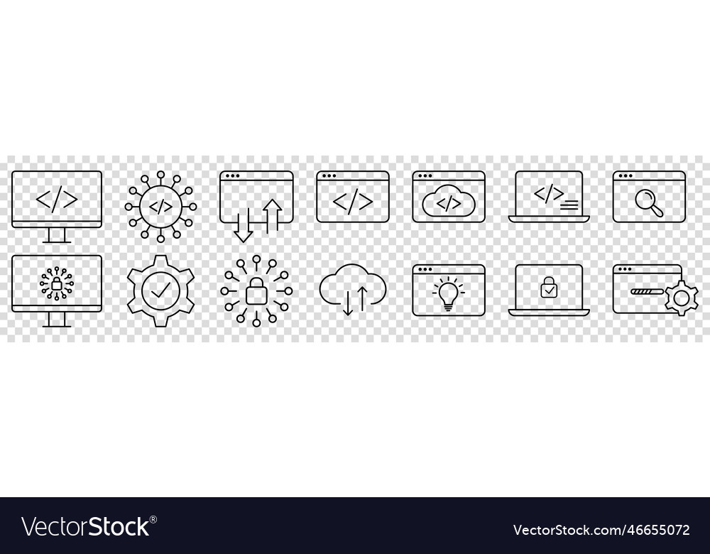 Software Development Icons Modern Outline Symbols Vector Image