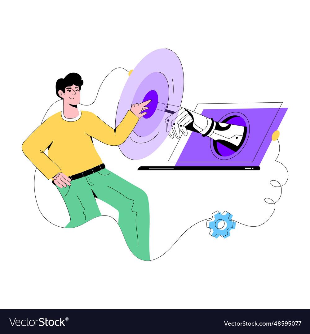 Robot Interaction Royalty Free Vector Image VectorStock