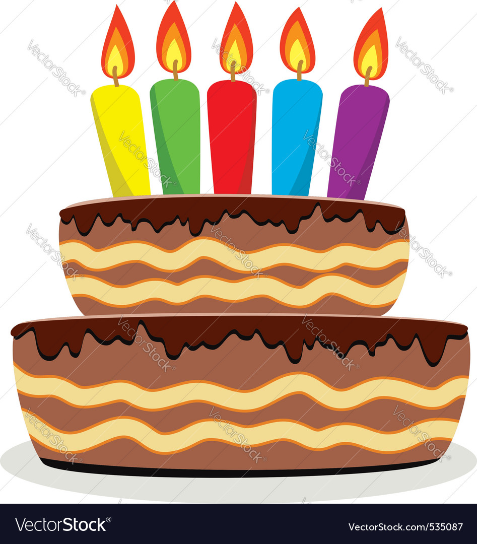 Birthday Cake With Burning Candles Royalty Free Vector Image