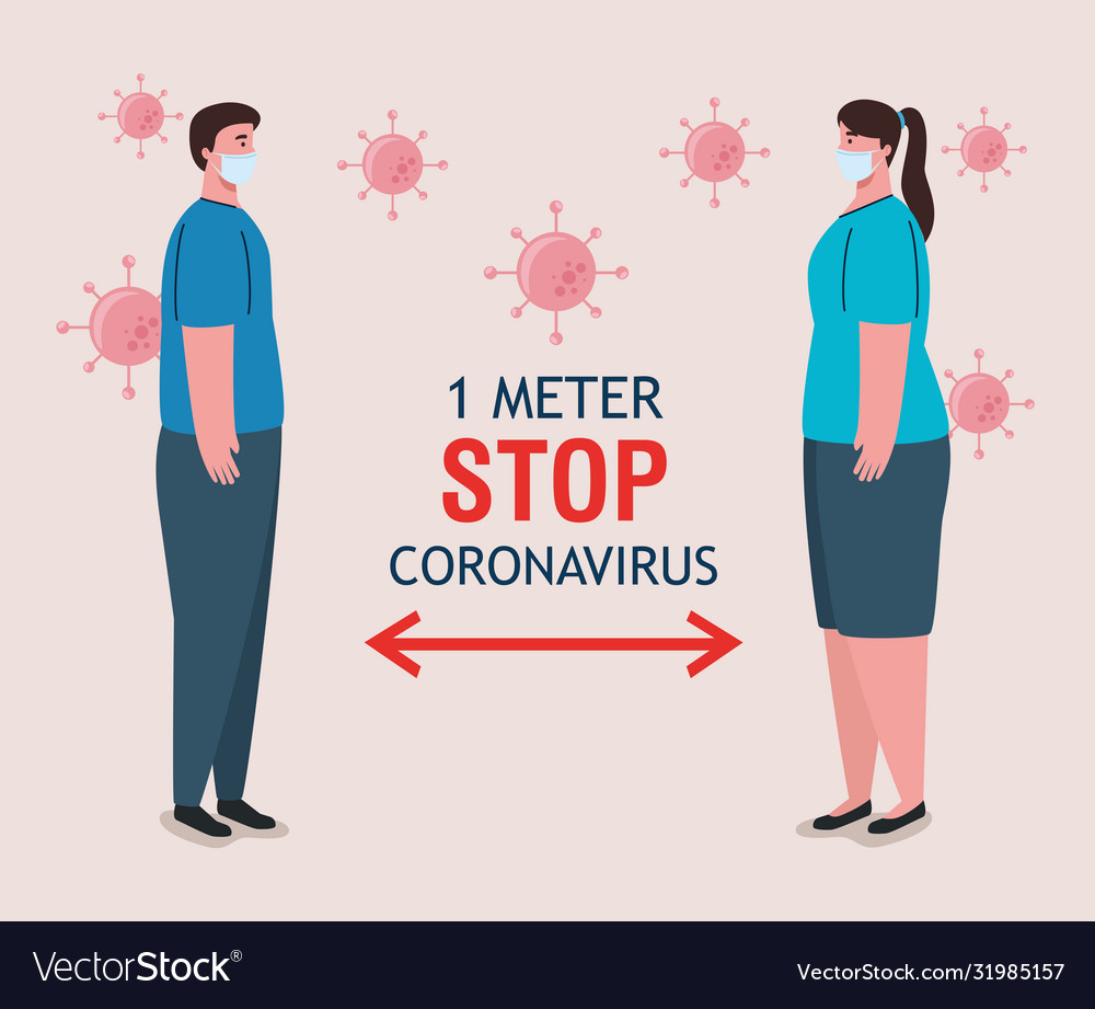 Social Distancing Stop Coronavirus One Meter Vector Image