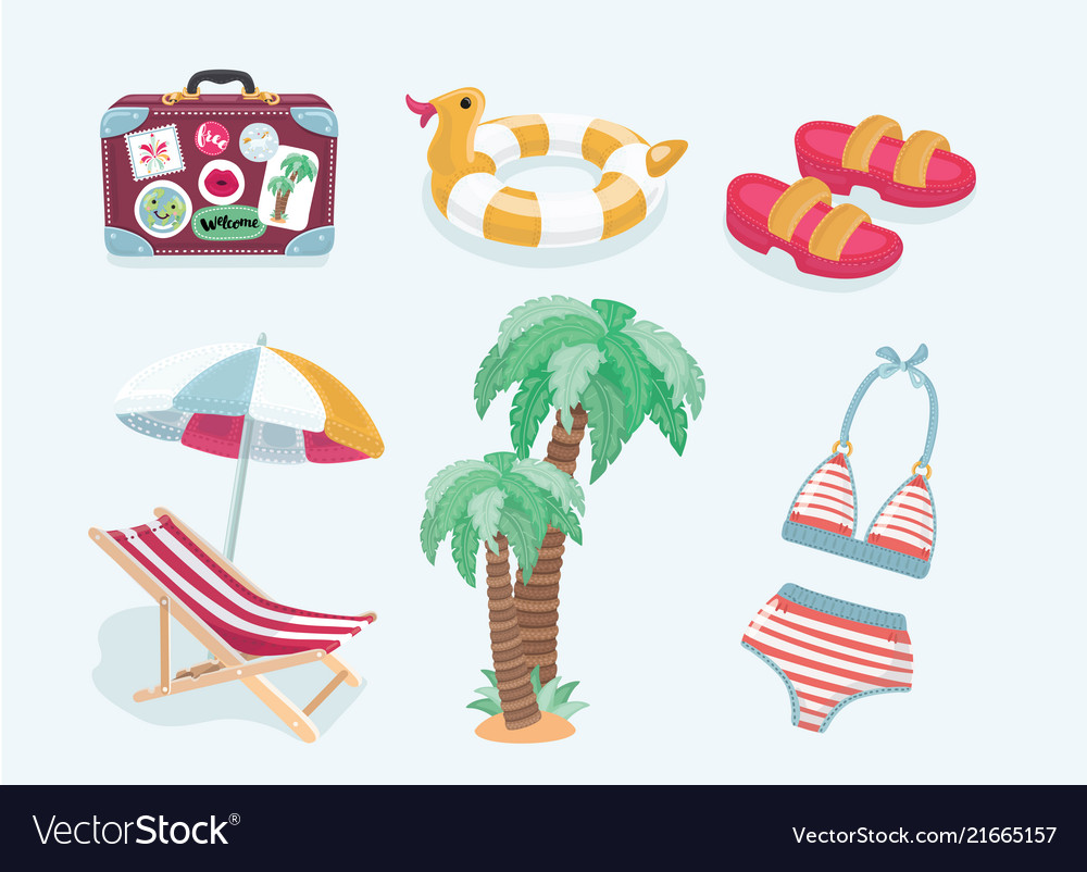 Summer Beach Set Of Icons Royalty Free Vector Image