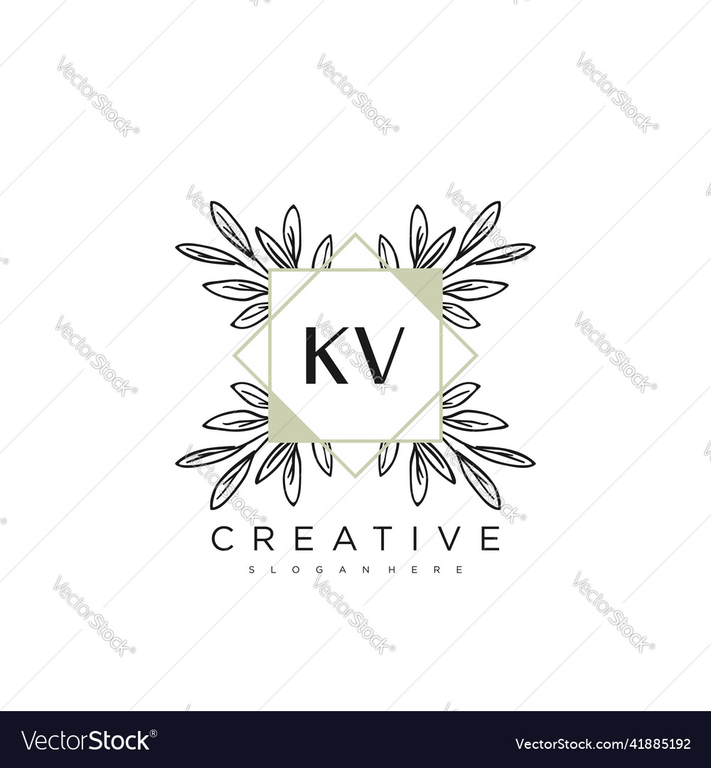 Kv Initial Letter Flower Logo Template Premium Art