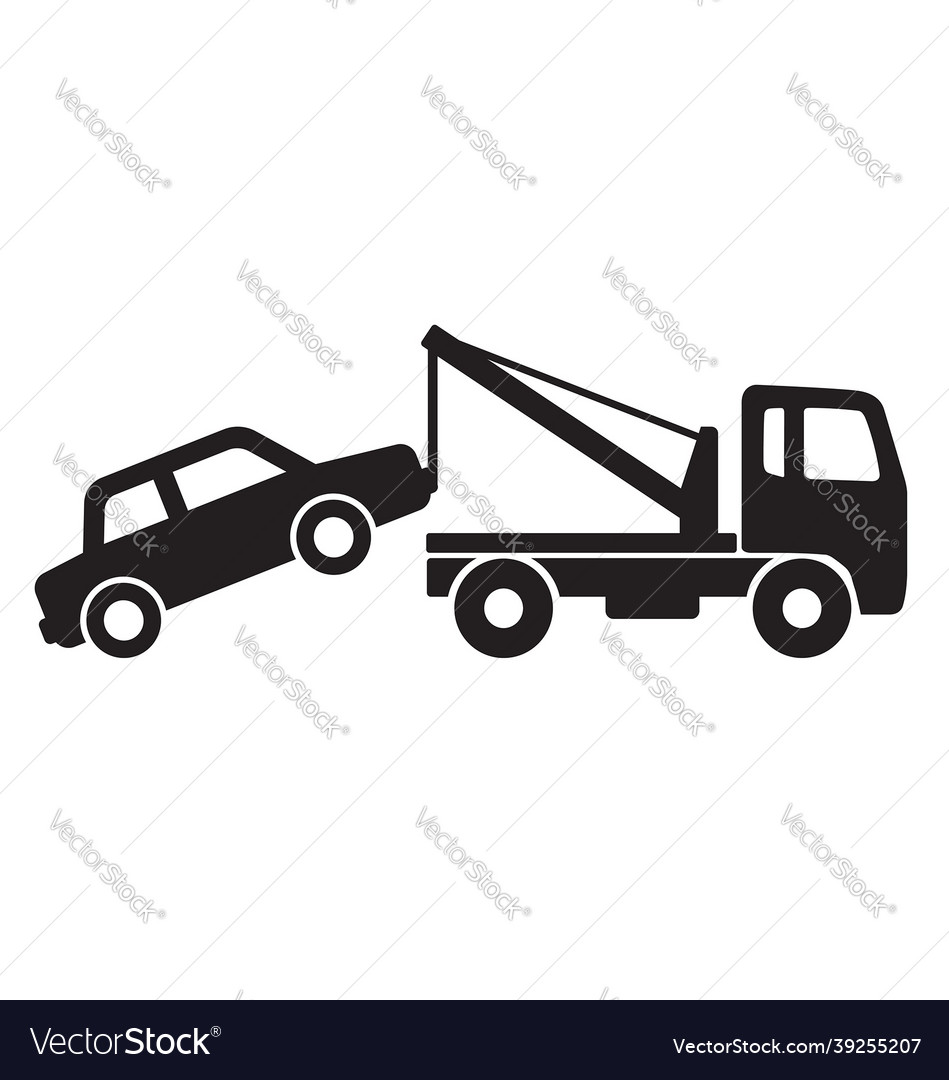 Simple Tow Truck Towing Car Silhouette Royalty Free Vector