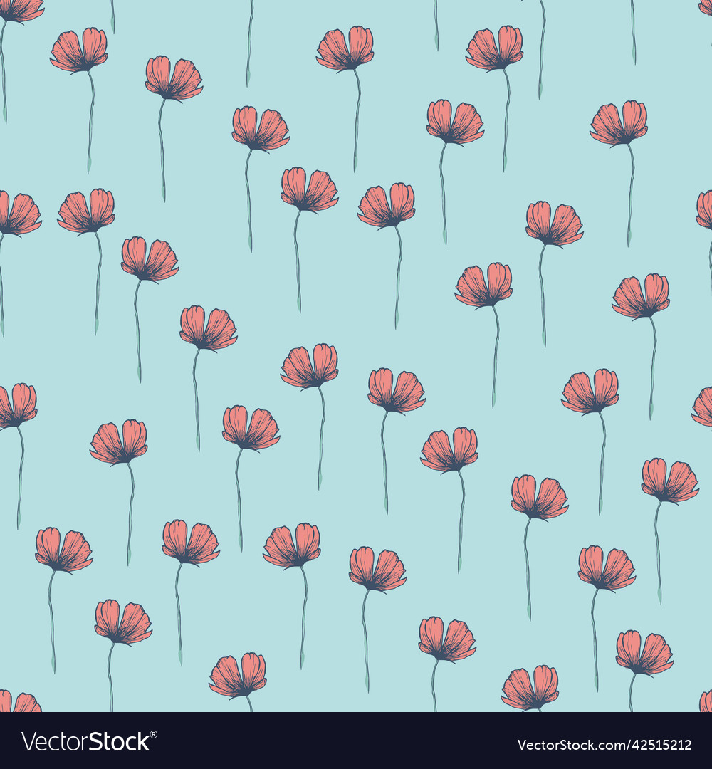 Modern Wildflowers Seamless Pattern Design Vector Image