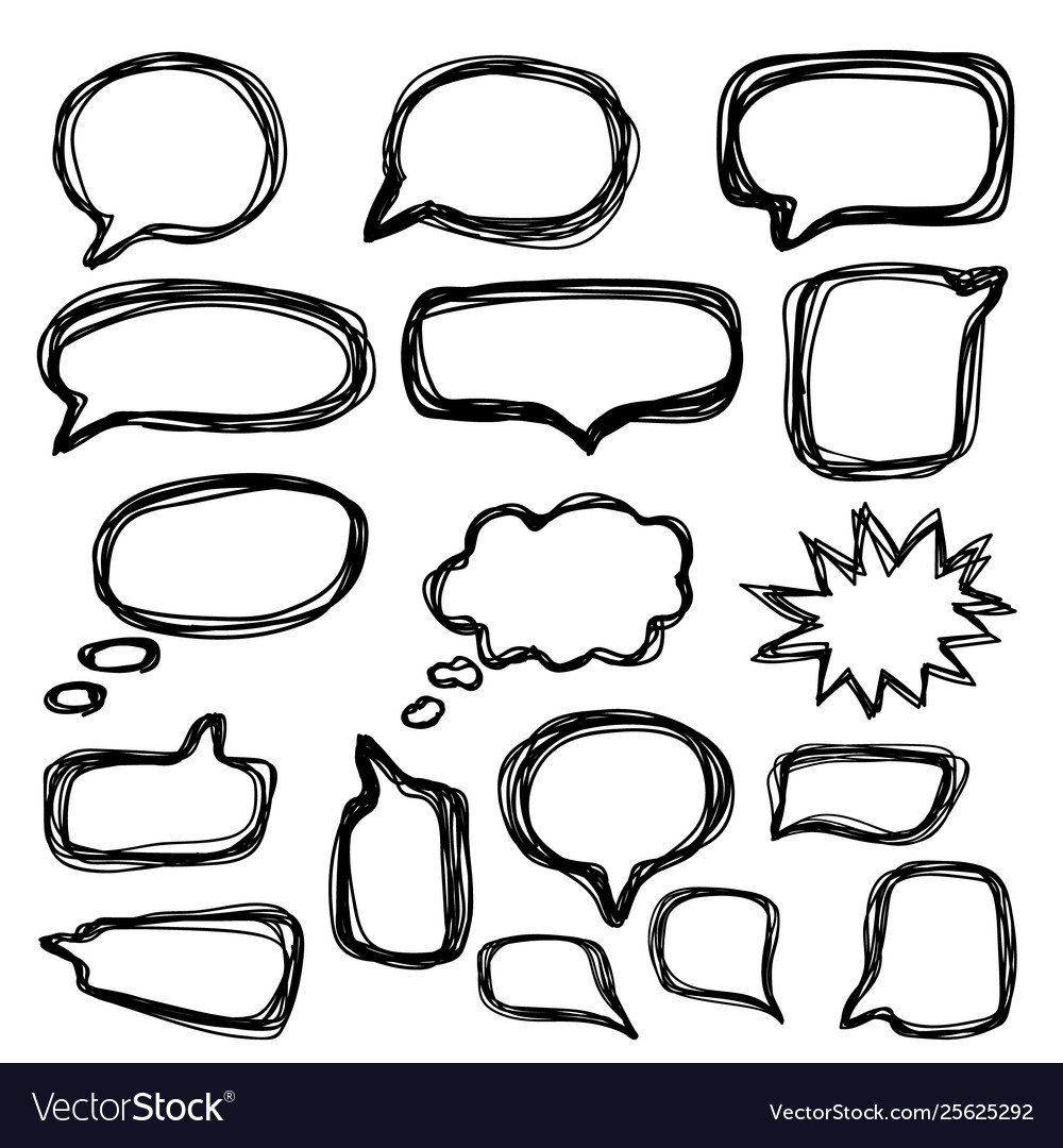 Bubbles Speech Doodle Set Hand Drawn Doodle Style Vector Image