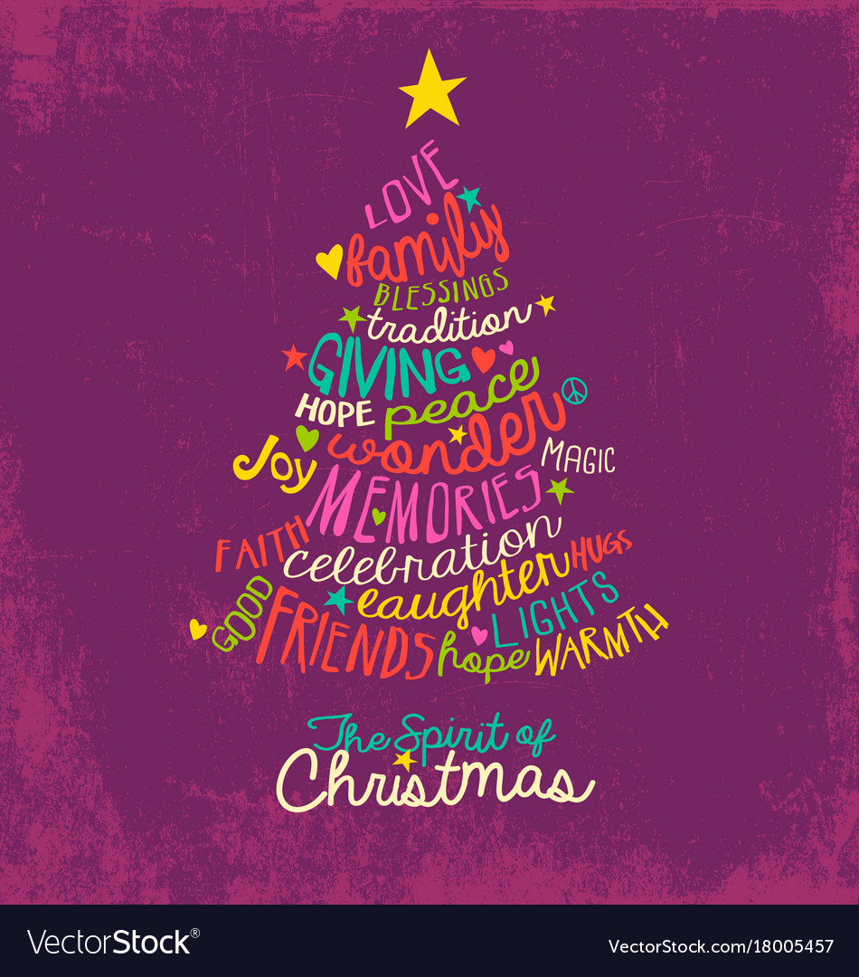 Christmas Tree Handwritten Greeting Card Vector Image