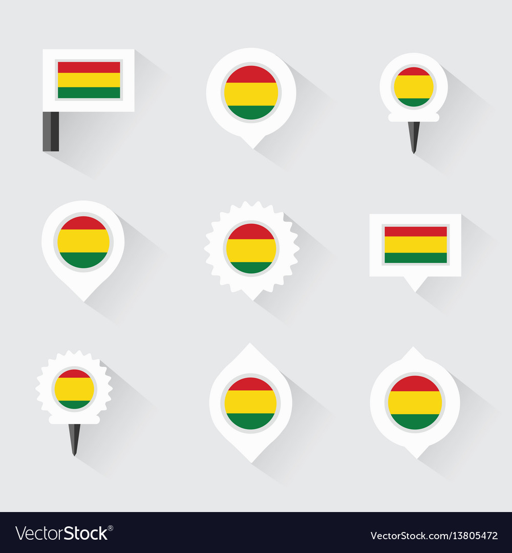 Bolivia Flag And Pins For Infographic Map Vector Image