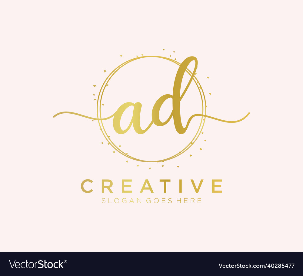 Initial Ad Feminine Logo Usable For Nature Salon Vector Image