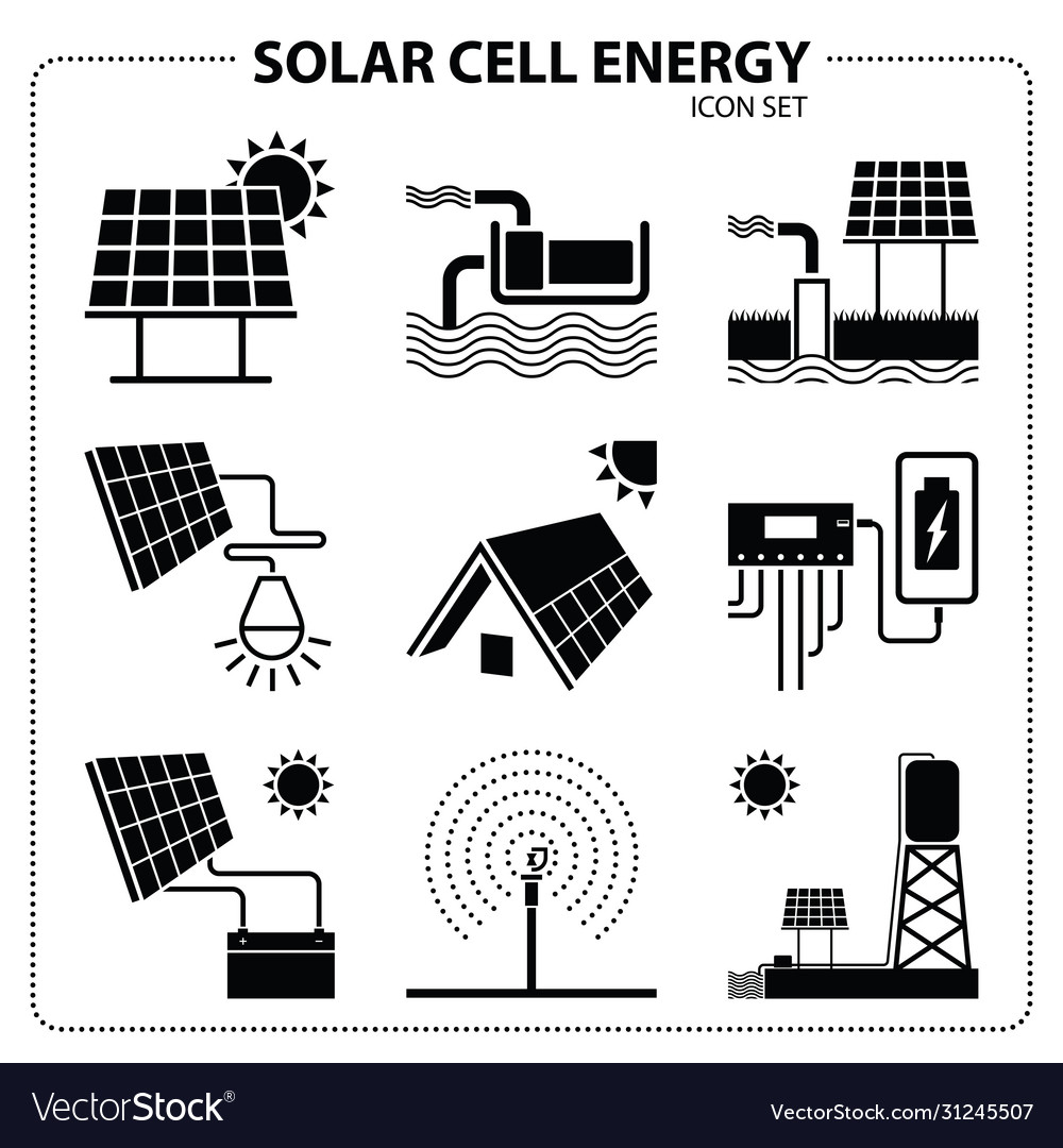 Solar Cell Energy Icon Set Royalty Free Vector Image