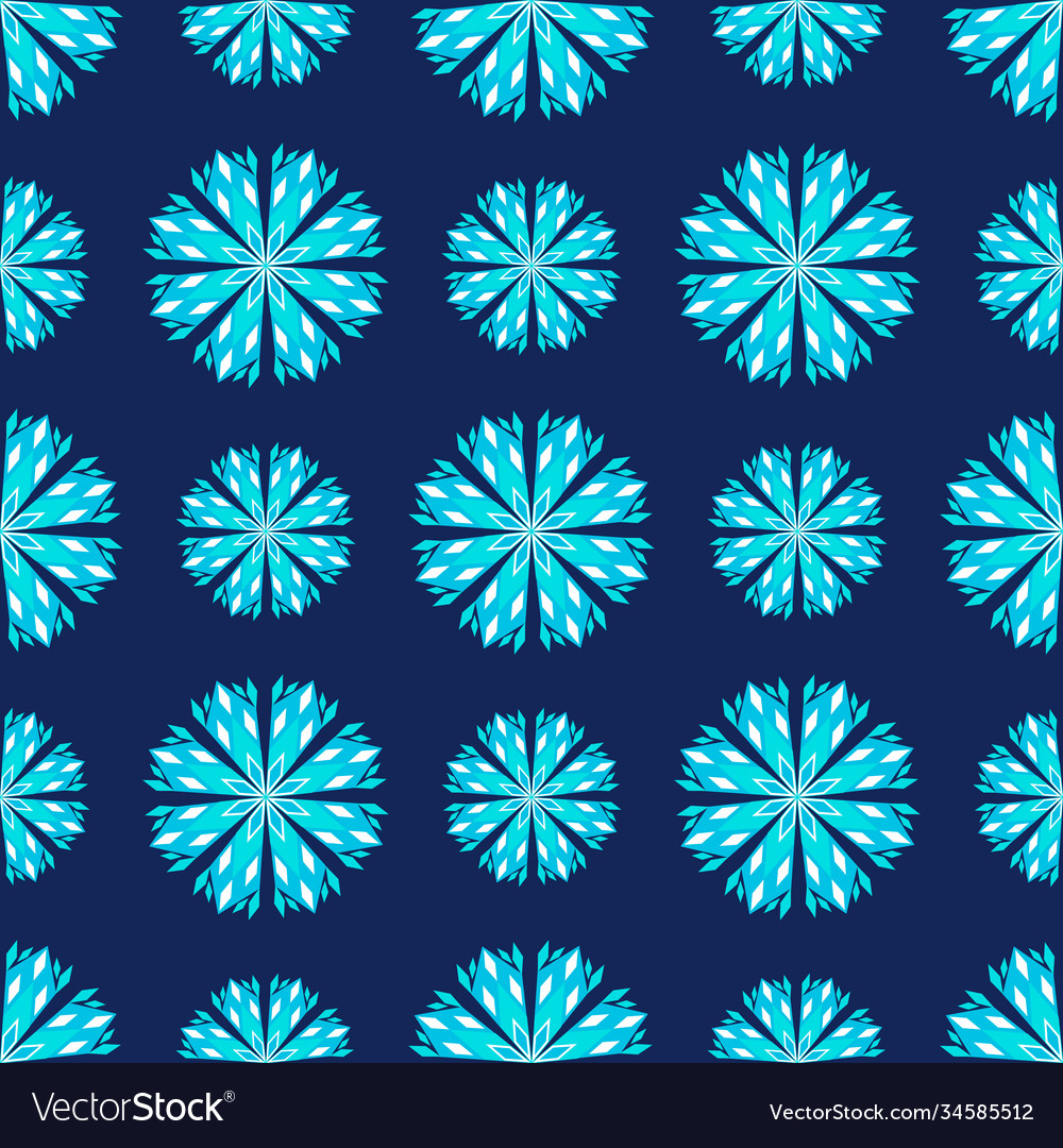 Winter Seamless Pattern With Blue Snowflakes Vector Image