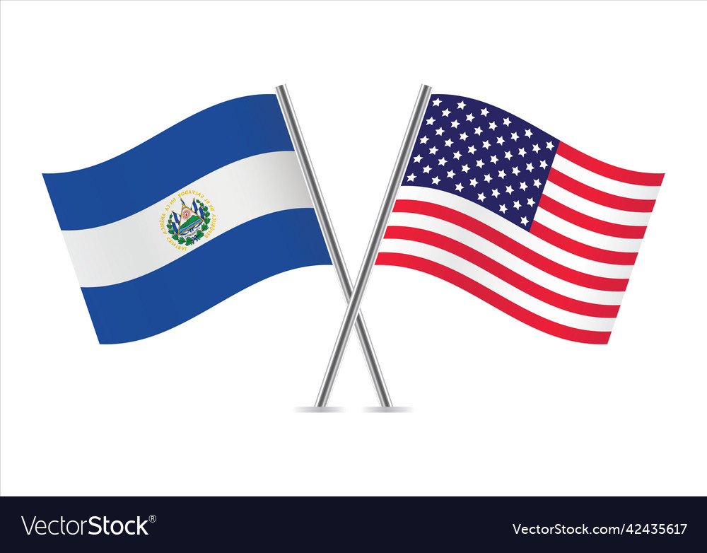 El Salvador And America Crossed Flags Royalty Free Vector