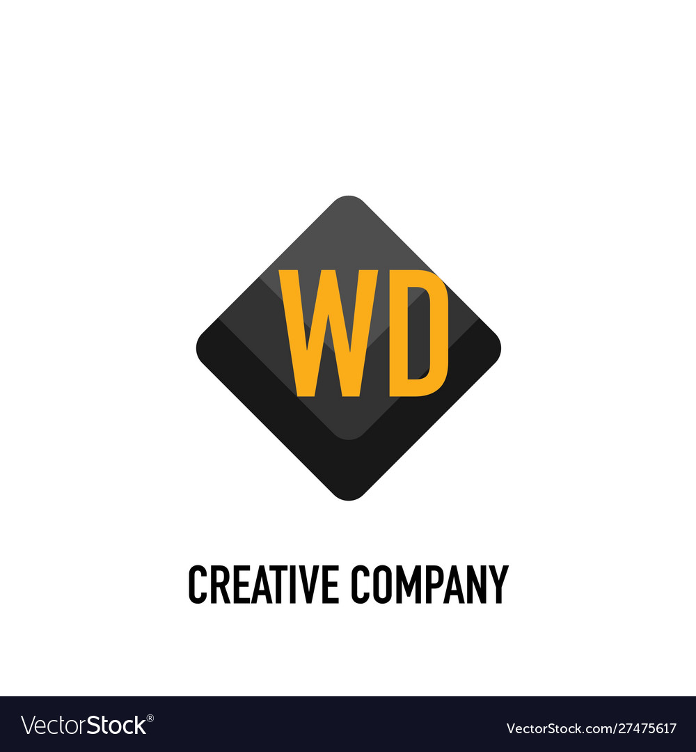 Initial Letter Wd Black Creative Design Logo Vector Image