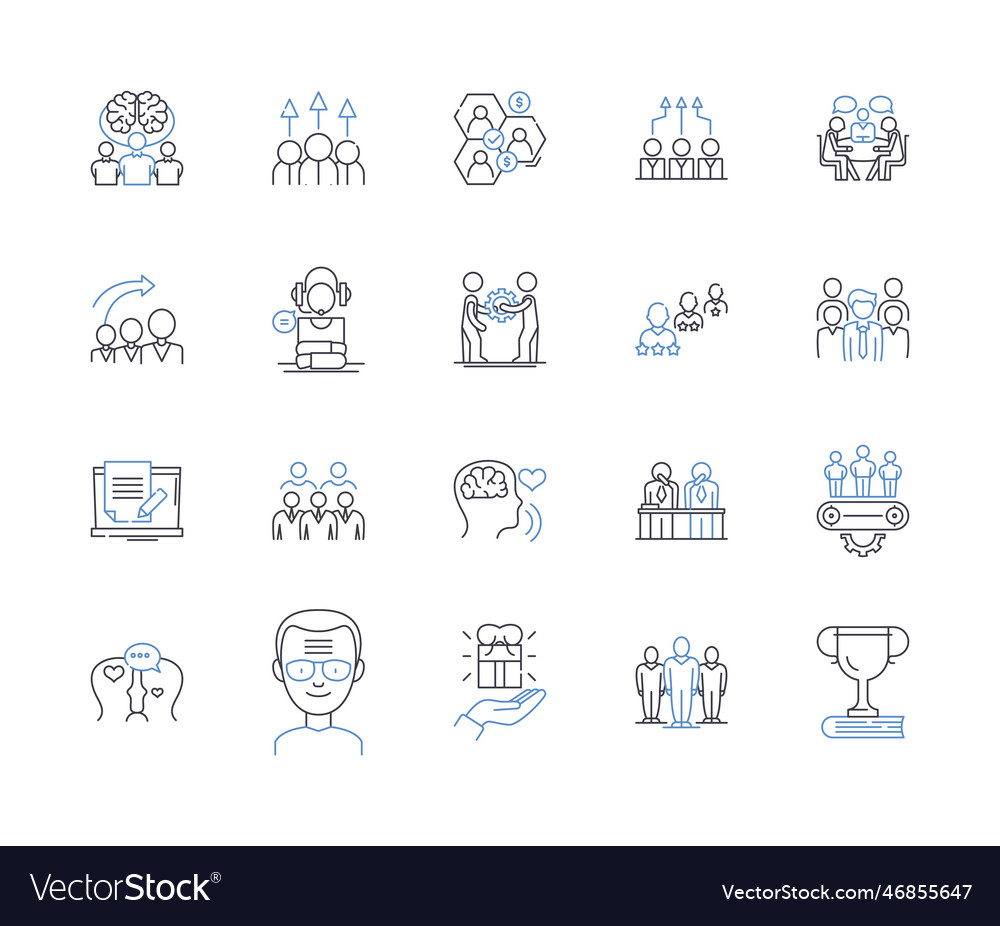 Business Development Line Icons Collection Growth Vector Image