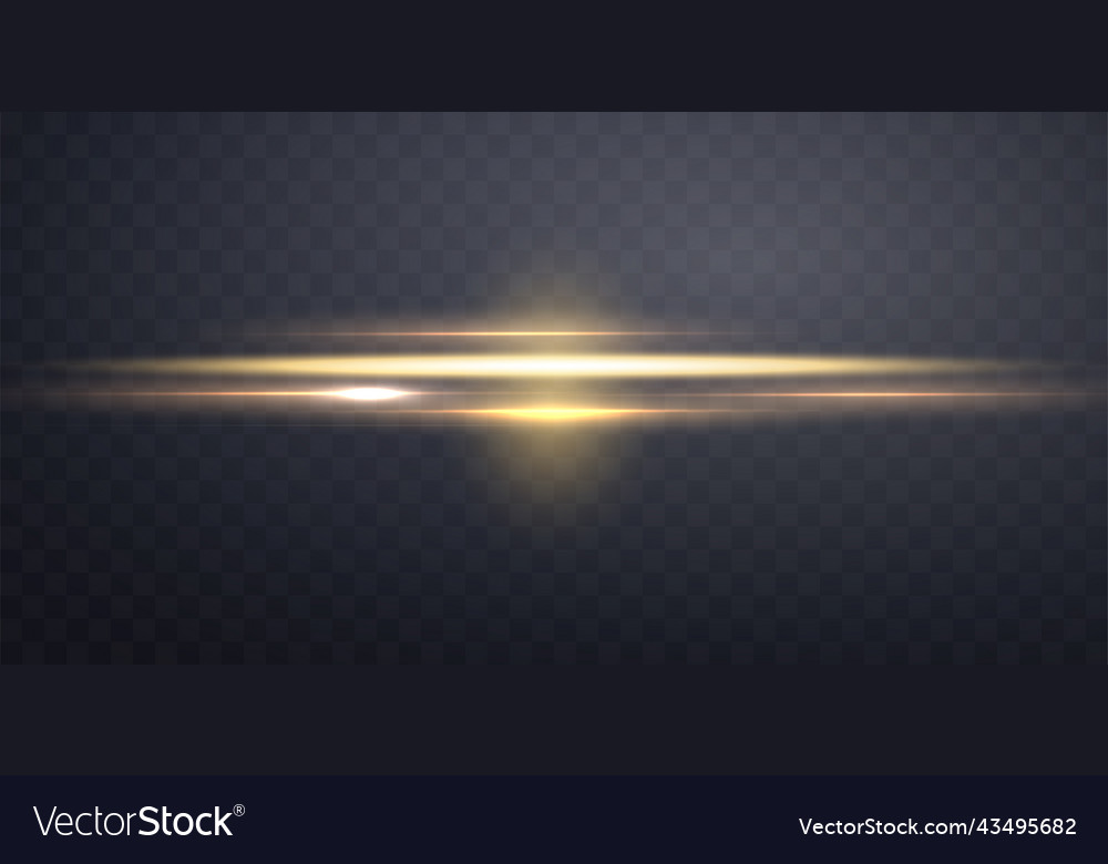 Gold Horizontal Lens Flare Sun Flash With Rays Vector Image