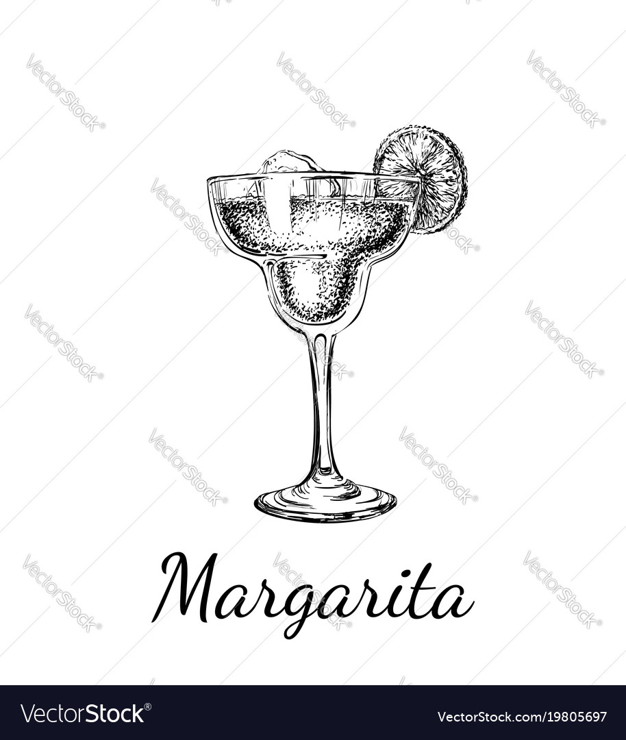 Hand Drawn Sketch Margarita Cocktail Drinks Vector Image