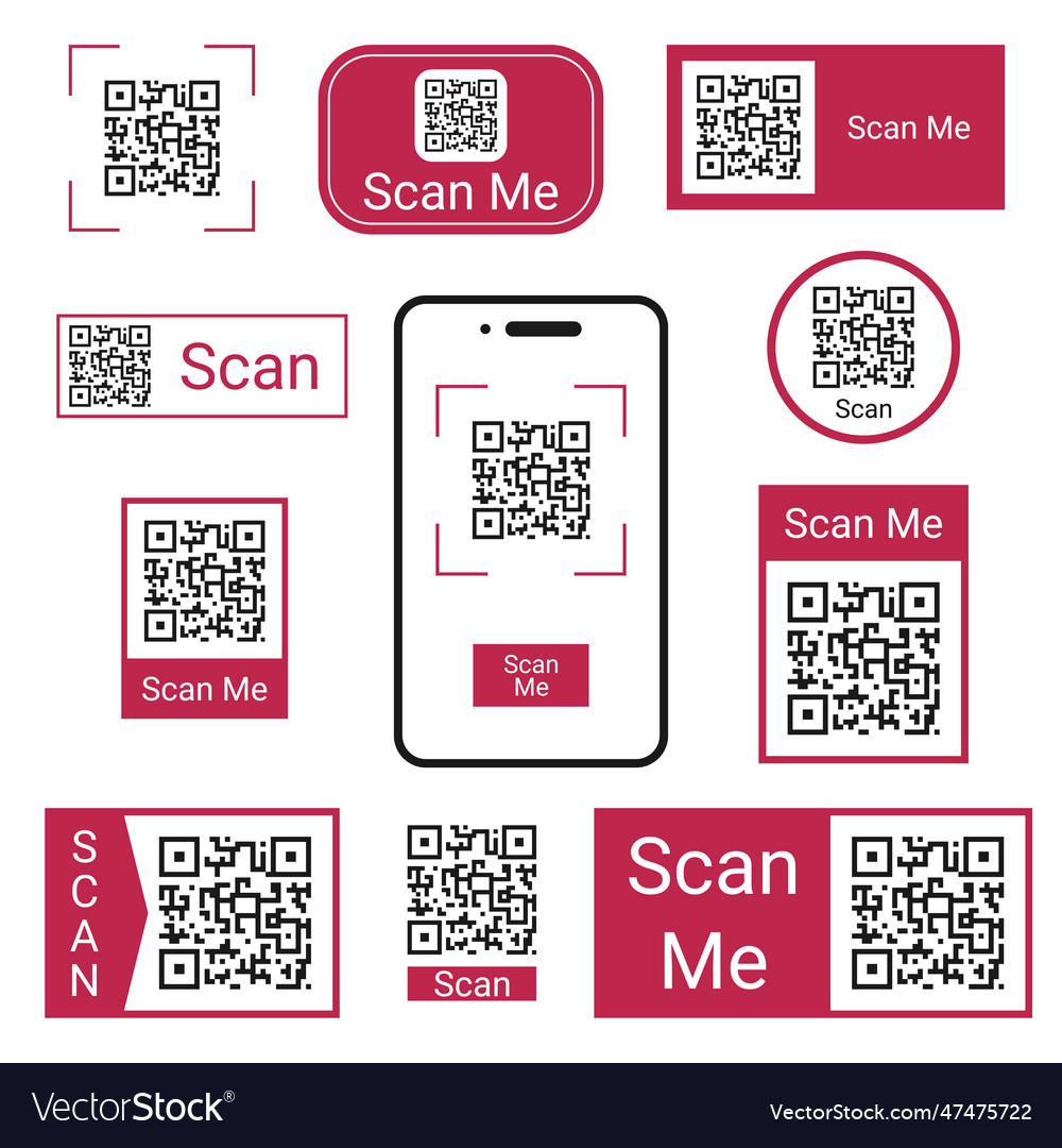 A Set Of Qr Codes For Scanning Smartphone Id Icon Vector Image