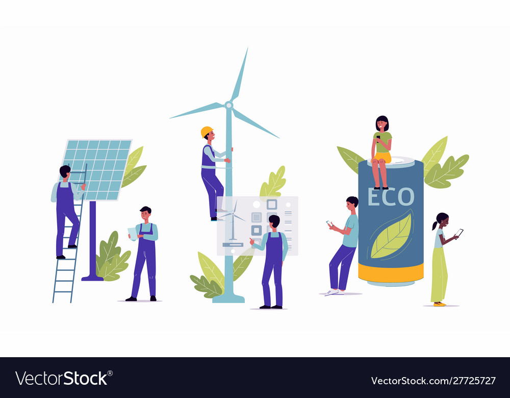 Alternative Clean Renewable Energy Concept Flat Vector Image