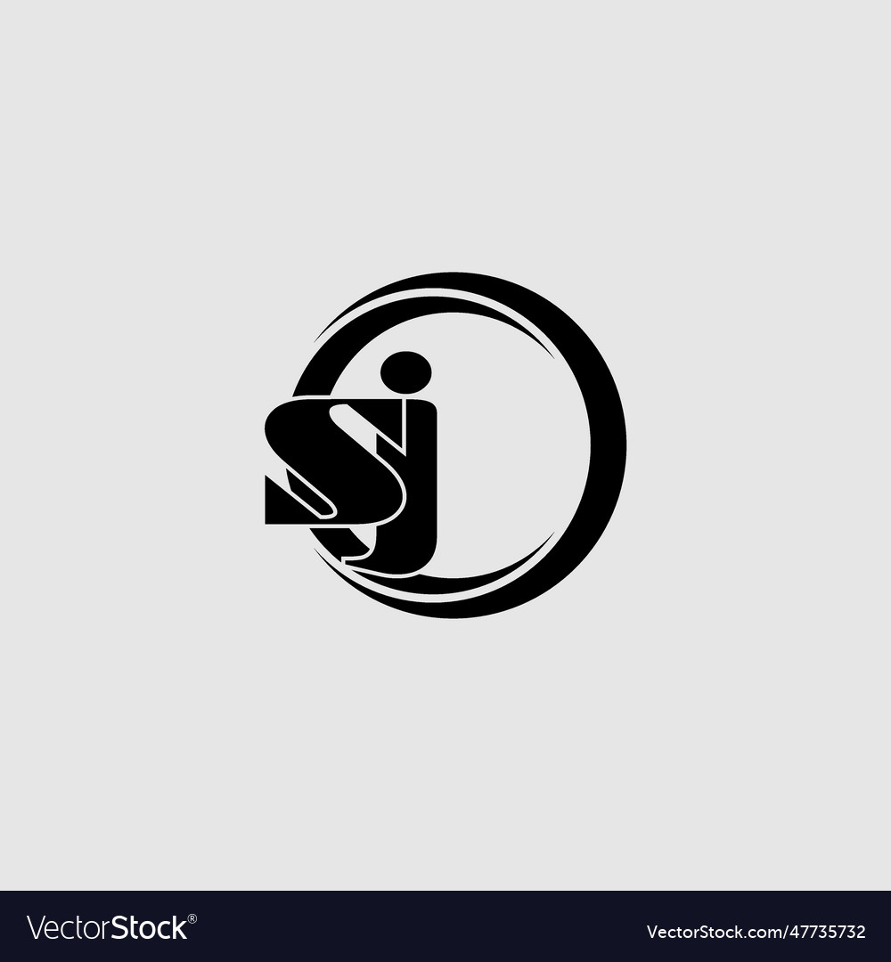 Letters Sj Simple Circle Linked Line Logo Vector Image