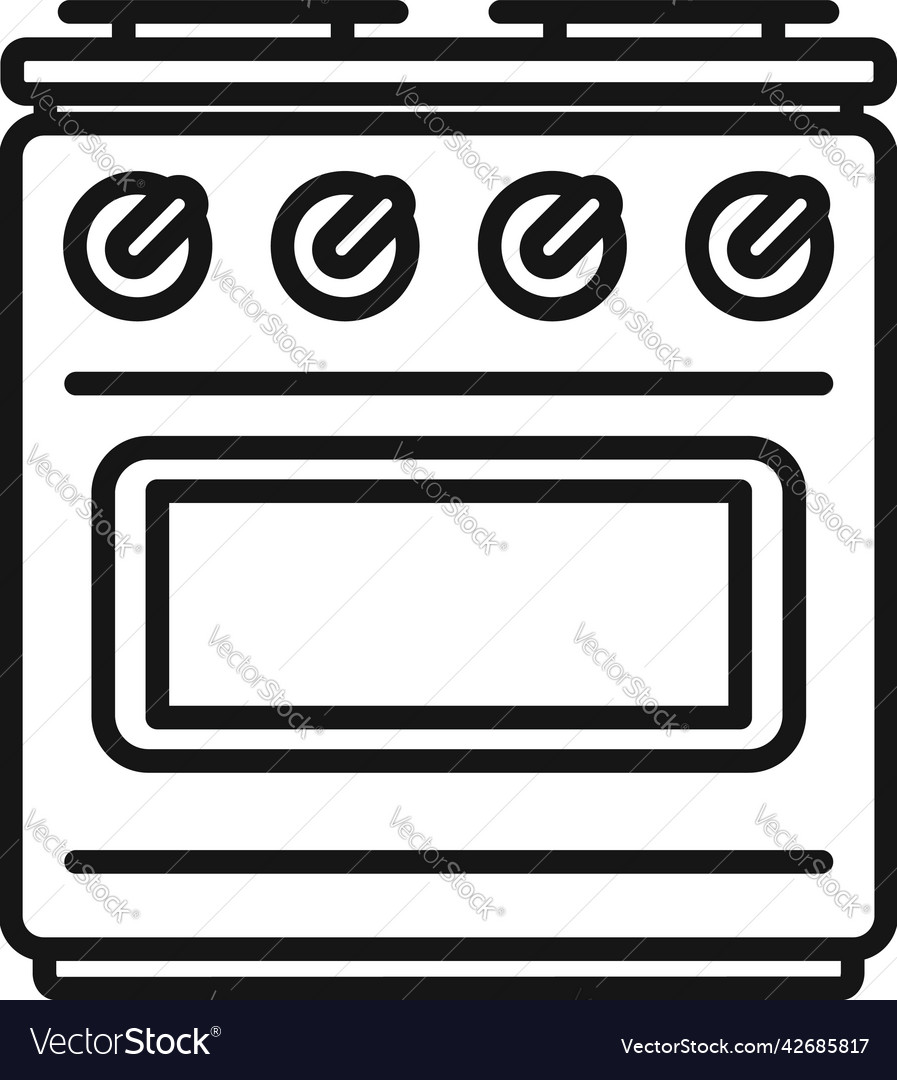 Burning Gas Stove Icon Outline Cooker Pot Vector Image