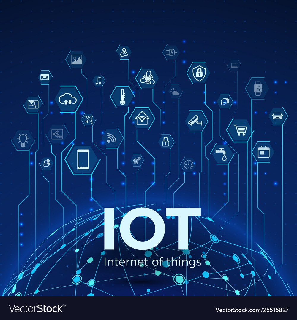 Internet Things Iot Icons Concept Global Vector Image