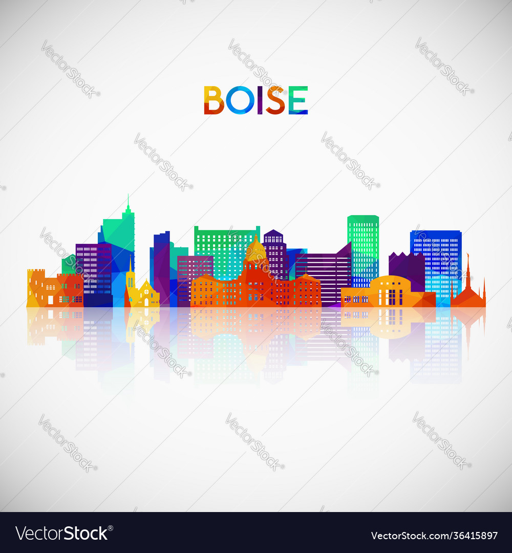 Boise Skyline Silhouette In Colorful Geometric Vector Image