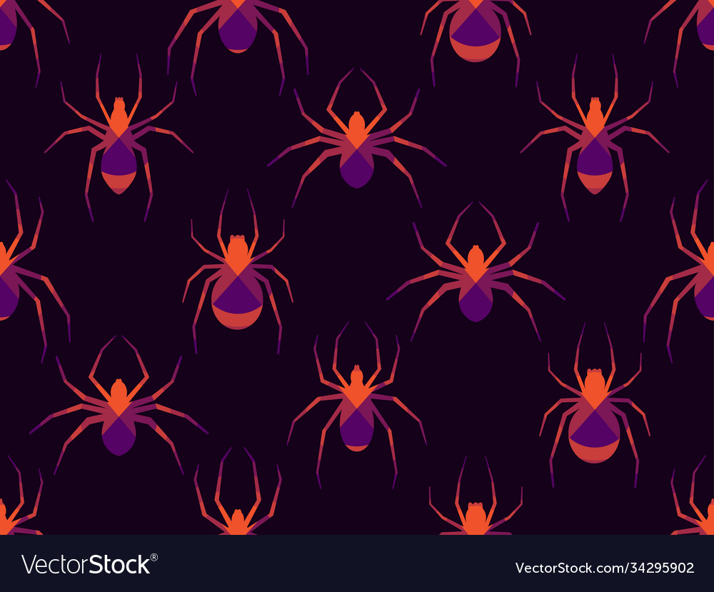 Spiders Seamless Pattern Different Colors Vector Image