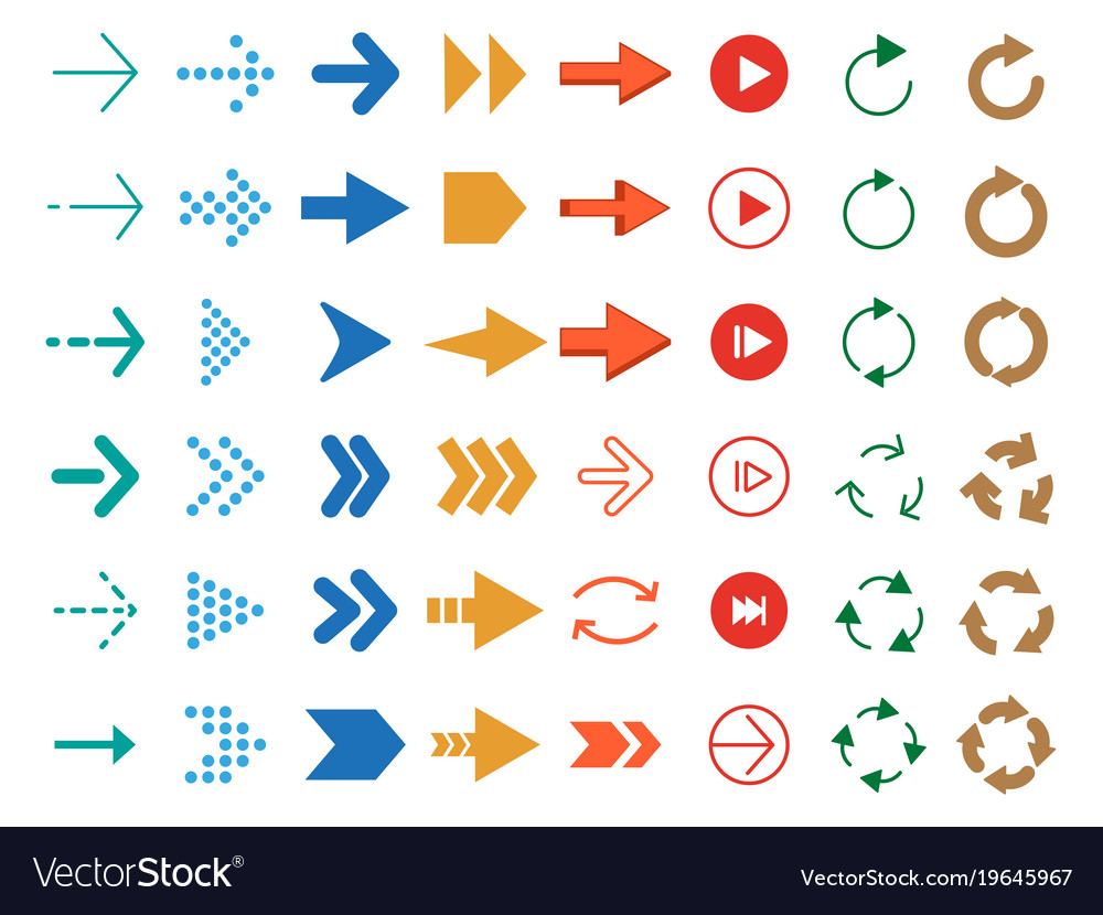 Modern Colored Arrows Icon Set Royalty Free Vector Image