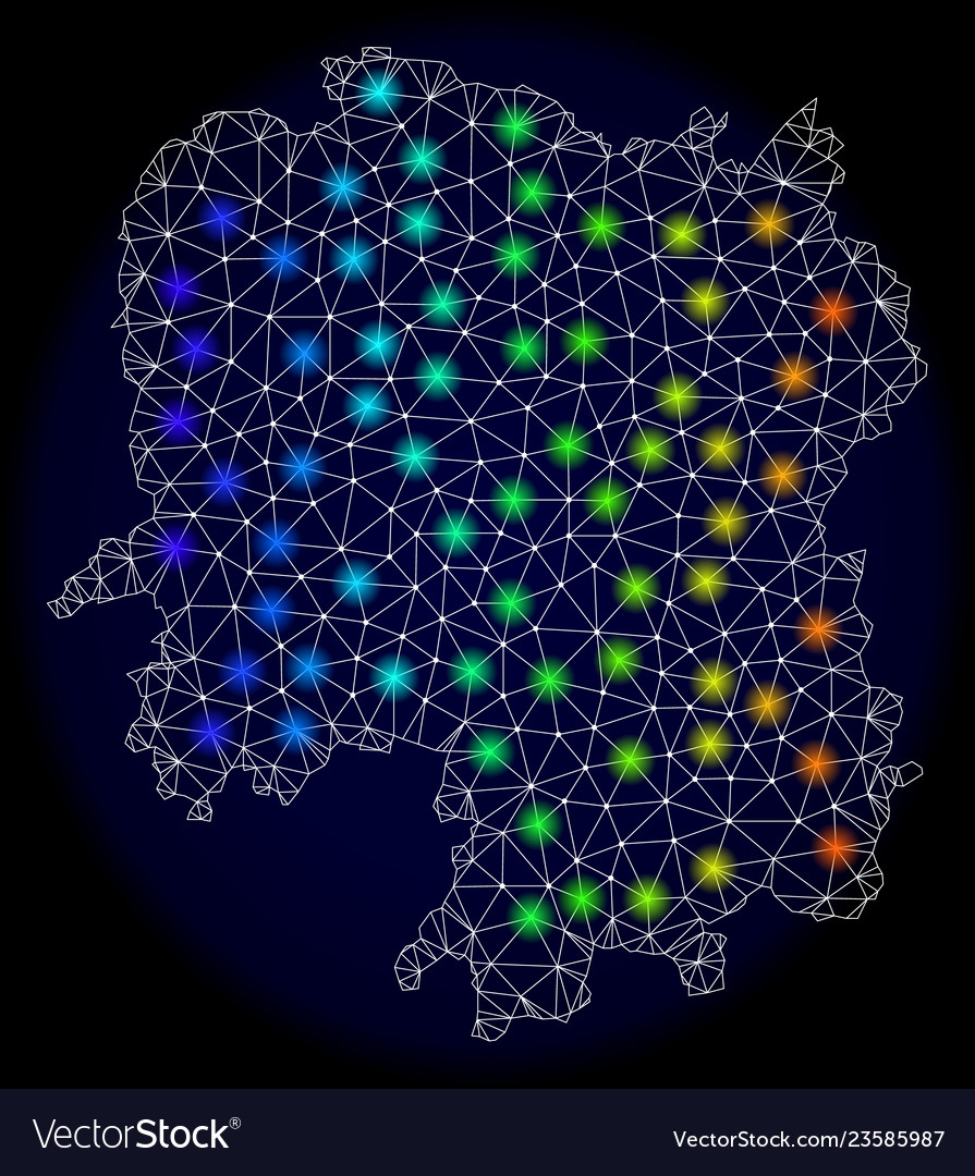 Polygonal Wire Frame Mesh Map Of Hunan Province Vector Image