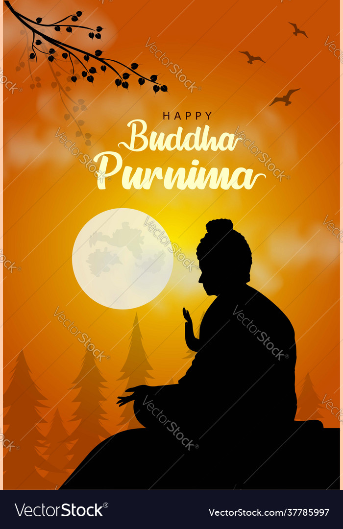 Happy Vesak Day Buddha Purnima Wishes Greetings Vector Image