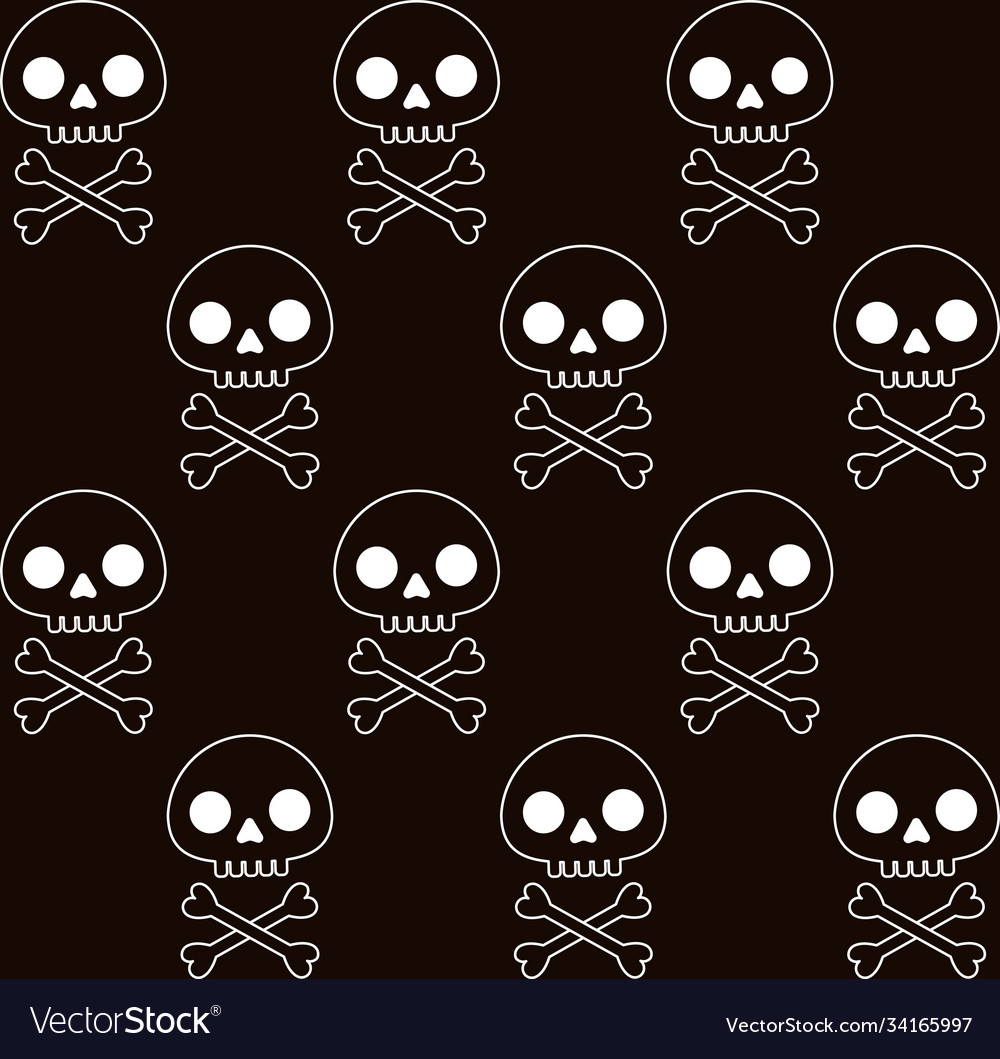 Seamless Pattern With Human Skull And Bones Vector Image