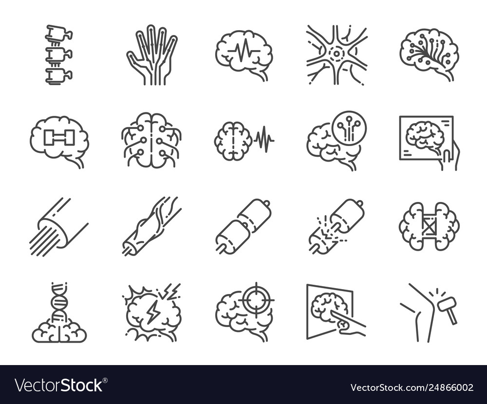 Neurology Line Icon Set Royalty Free Vector Image