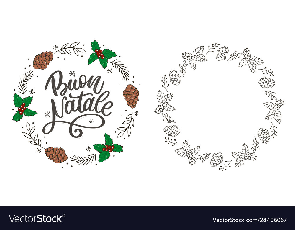 Buon Natale Merry Christmas Calligraphy Template Vector Image